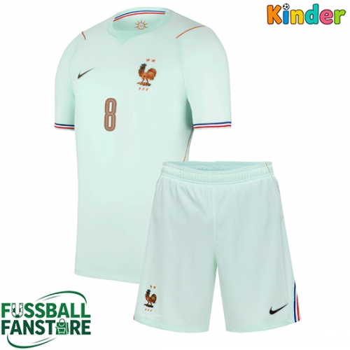 Frankreich Aurelien Tchouameni #8 Replik Auswärtstrikot Kinder WM 2026 Kurzarm (+ Kurze Hosen)